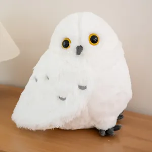 Lindo peluche de búho blanco, suave muñeco de búho nival de peluche, regalo realista.