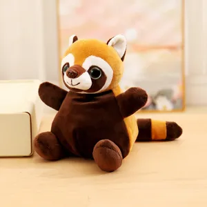 Schattige rode panda pluche speelgoed knuffel zachte pop zittende houding kindercadeau