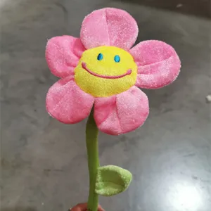Simpatico peluche girasole sorridente bambola fiore cartone animato morbido cuscino regalo.