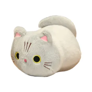 Cute grey cat plush toy soft kitten doll sleeping pillow great gift for kids main display
