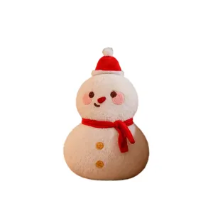 Noel bonhomme de neige peluche mignonne poupe chapeau rouge coussin doux cadeau 1pc