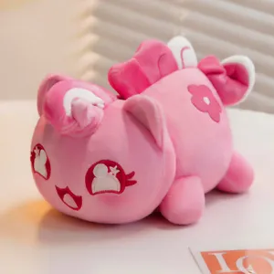 Simpatico peluche gatto unicorno rosa 15 cm bambola di stoffa morbida con decorazione floreale