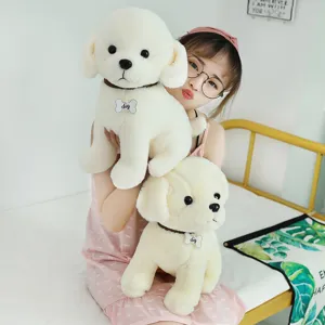 Cute white puppy plush toy soft stuffed animal doll gift for kids and home decor collection