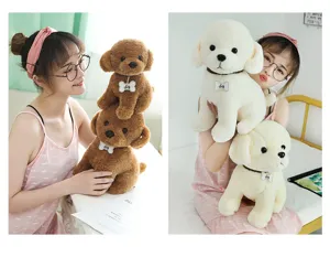 Cute puppy plush toy, soft stuffed dog doll for kids, adorable hugging pillow gift.