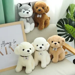 Cute puppy plush toys set, soft stuffed husky and poodle dolls for children birthday gifts.