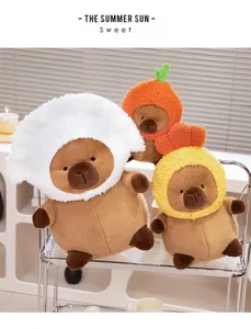 Niedliches Capybara Plueschtier mit lustigen Hueten weiche Stoffsuss Tierpuppe Geschenk
