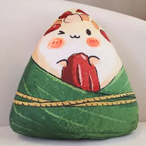 Cute cartoon zongzi plush pillow soft triangular cushion creative festival gift home decor toy