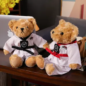 Ours en Peluche Taekwondo Jouet Mignon Poupée Animal Enfant Cadeau avec Uniforme