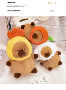 Süßes Kapibara Plüschtier mit Fruchtmütze weiche Kuscheltier Puppe Geschenk für Kinder