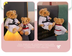 Joli ensemble de peluche ours en peluche taekwondo, poupée en peluche douce pour enfants.