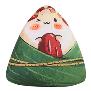 Creative cartoon zongzi plush pillow, cute animal print cushion soft toy for festival gift.