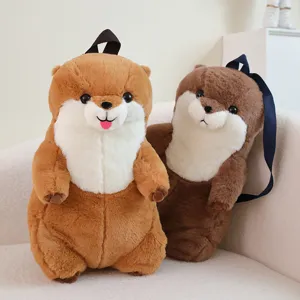 Simpatico grande zaino di peluche di lontra morbida bambola peluche borsa a tracolla.