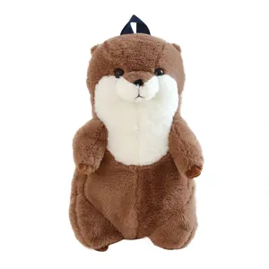 Simpatico grande zaino in peluche di lontra morbido animale di peluche giocattolo per regalo bambino