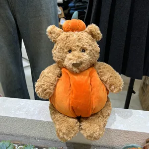 Orsacchiotto di peluche zucca di Halloween simpatico animale imbottito per regalo.