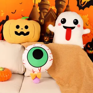 Halloween peluche coussin mignon fantome citrouille oeil jouet doux cadeau decor fete
