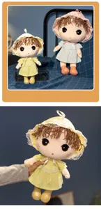 Süße pastorale Prinzessin Plüschpuppe mit Spitzenkleid und Hut, weiches Mädchen Geschenk