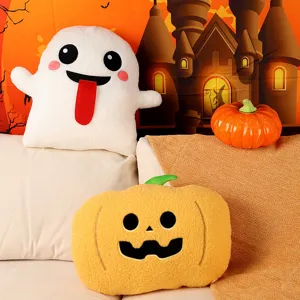 Coussin en peluche fantôme et citrouille d'Halloween mignon jouet doux décoration fête