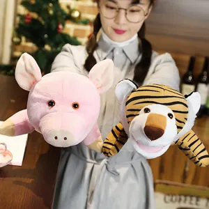 Vista detallada de marioneta de mano de peluche, juguetes de animales interactivos ninos.