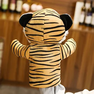 Títere de mano de peluche de tigre para cuentacuentos interactivo y juego de padres e hijos.