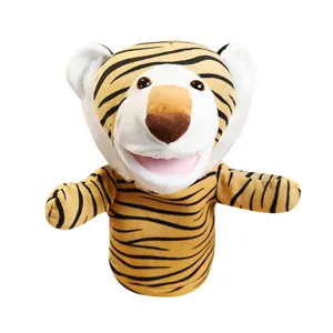 Cute tiger hand puppet plush toy for kids interactive storytelling and parent child fun play