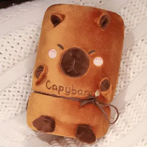 Cute Capybara plush roll blanket, portable car air conditioning blanket, soft toy gift.