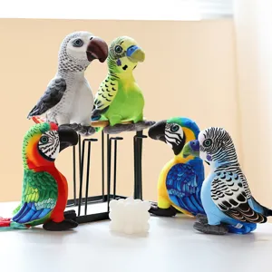 Realistic plush parrot toys set, cute stuffed bird doll gift for kids home decor.