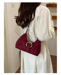 Bolso de hombro retro de ante para mujer, elegante bolso de axila de gran capacidad.