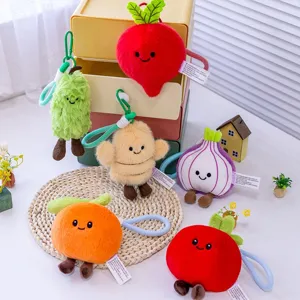 Cute Vegetable and Fruit Plush Toy Pendant Tomato Orange Carrot Onion Stuffed Animal Bag Charm Keychain Gift