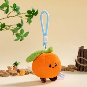 Cute cartoon orange plush toy bag pendant soft stuffed orange doll keychain lovely gift accessory