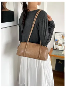 Korean style μονόχρωμη τσάντα ώμου Boston, κομψή τσάντα μαξιλάρι για καθημερινή χρήση.