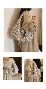 Bolso tote de lona con estampado de leopardo estilo coreano casual gran capacidad mujer