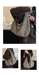 Bolso tote casual con estampado de leopardo estilo coreano, bolso de hombro de gran capacidad.