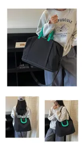 Large capacity travel duffel bag solid color casual messenger bag with expandable storage design