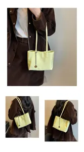 Minimalistische hellgelbe Schulter-Tasche für Damen, stylische Alltagstasche mit Kette.