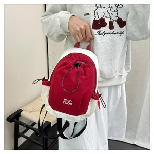 Small color-blocked outdoor backpack, lightweight camping travel casual bag detail view