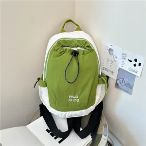Stylish color block backpack for women and men, lightweight outdoor travel school daypack.