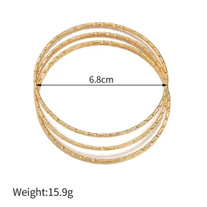 3-Schicht Vergoldete Edelstahl Armreifen Armband 6.8cm Schicht Minimalistischer Schmuck