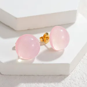Minimalist Stainless Steel Stud Earrings Sweet Candy Color Round Geometric Ear Jewelry For Women Daily Wear