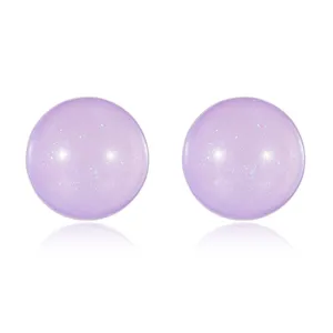 Fashion light purple round ball stud earrings, sweet candy color glitter geometric jewelry.