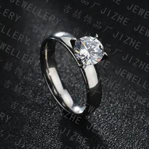 Anello di Coppia in Acciaio Inossidabile Zirconia Strass Anello Geometrico Anello Matrimonio Aperto per Uomini Donne Gioielli Moda