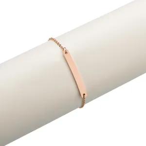 Roségold edelstahl balken armband, minimalistisches gravierbares armschmuck für frauen.