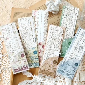 Carta Materiale per Pizzo Intagliato a Laser Retro Vintage Design Architettonico Floreale a Striscia Lunga per Diario Scrapbook Decorazione Fai da Te