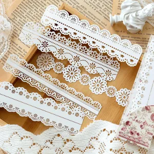 Striscia di carta materiale in pizzo cavo lungo per diario DIY decorazione scrapbooking.