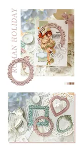 Vista dettagliata di biglietti per collage vintage e cornici decorative per scrapbooking.