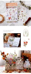 Momo bloem transfer stickers voor journaling, esthetische planten scrapbooking sticker set.