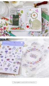 Momo botanische transferstickers, bloemige scrapbooking benodigdheden, decoratieve dagboekstickers.