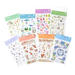 Momemo transferstickers botanisch dagboek decoratief materiaal zelfklevend 2 vel 8 stijlen