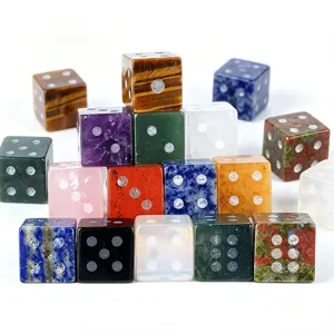 Natural Crystal Amethyst Gemstone Dice Set Colorful Semi Precious Stone Board Game Dices Desk Ornament Decor Gift
