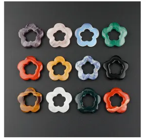 Natuursteen holle bloem hanger DIY gewoven ketting 30mm kristal pruimenbloesem accessoire