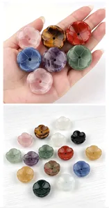 Natural stone crystal lotus incense holder crystal aroma stone small ornament DIY beads